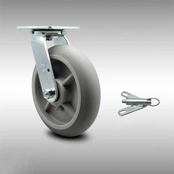 Service Caster 8 Inch SS Thermoplastic Rubber Swivel Caster with Roller Bearing and Swivel Lock SCC-SS30S820-TPRRD-BSL - main